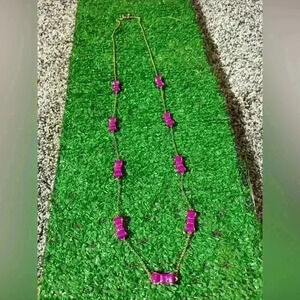 KATE SPADE Purple Enamel Bow Gold Tone 30" Chain Necklace